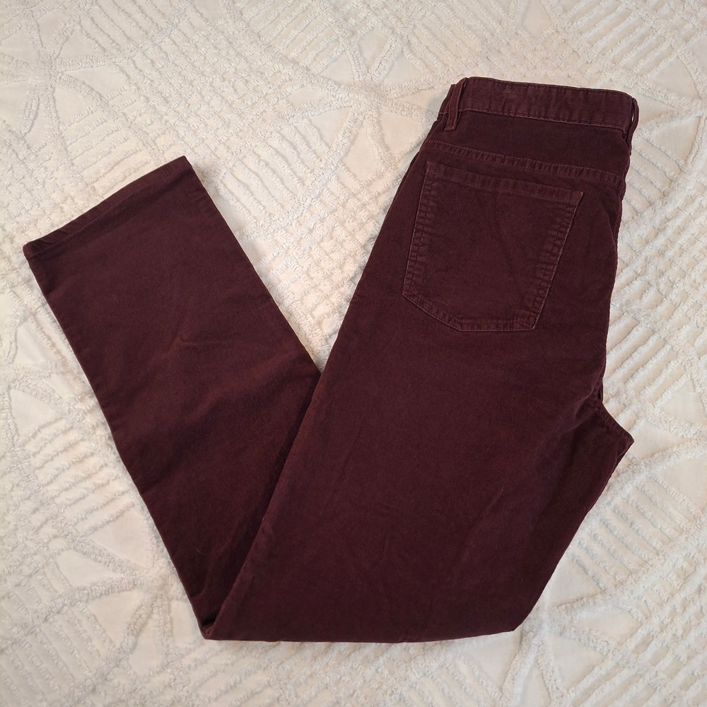 Calvin Klein Mens 33x32 Slim Fit Corduroy Pants Burgundy Tapered Leg NWT